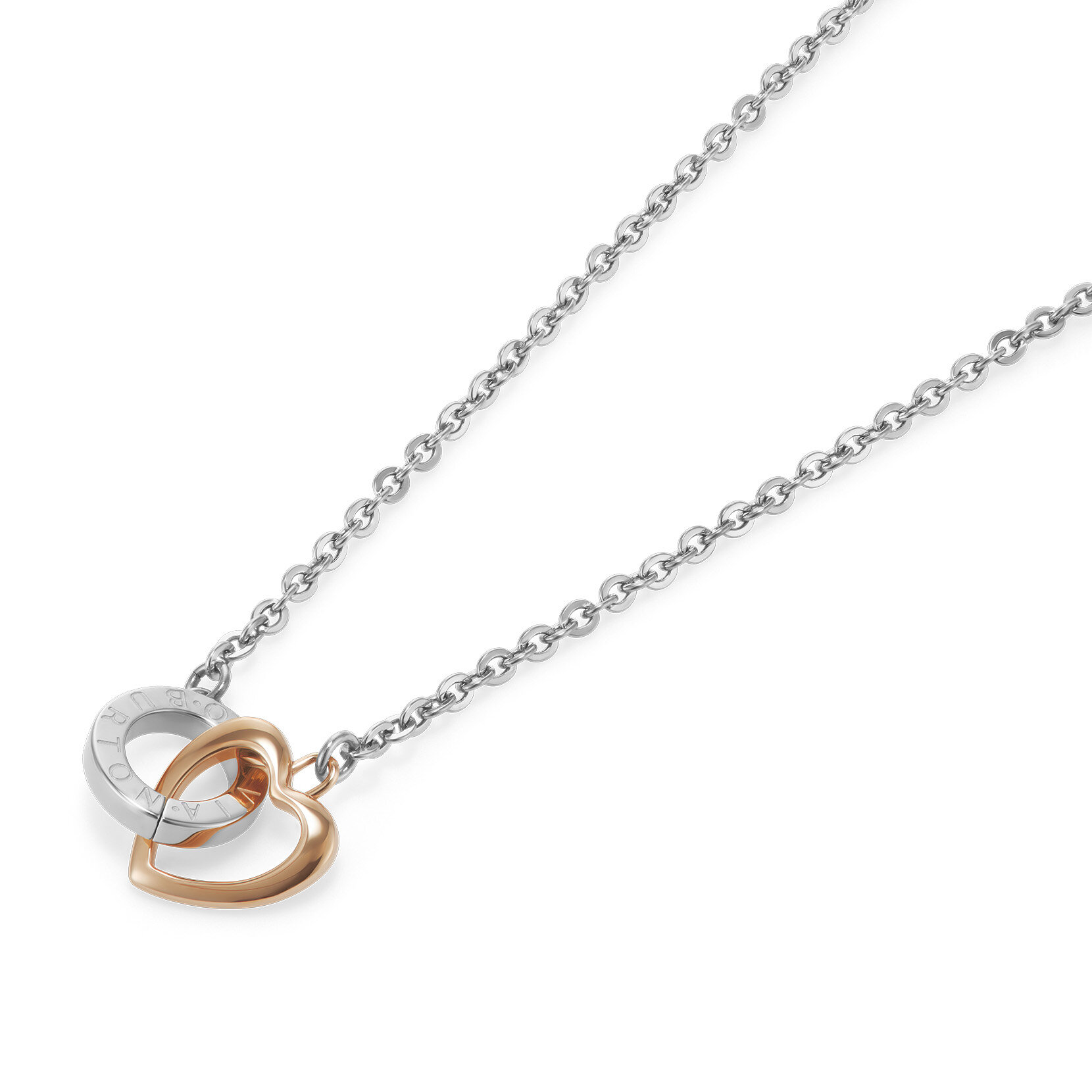 Kindred Interlink Heart Silver & Rose Gold Plated Necklace