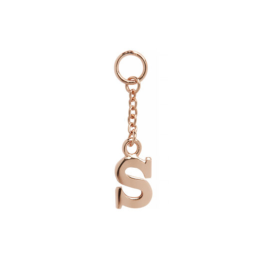 S Alphabet Huggie Charm Rose Gold