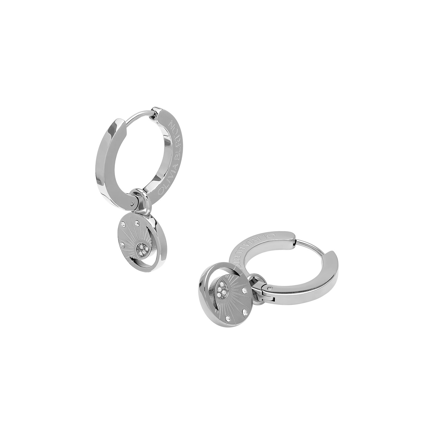 Celestial Sun Silver Tone Hoop Earrings