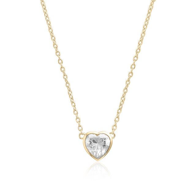 Classic Crystal Heart Necklace Gold