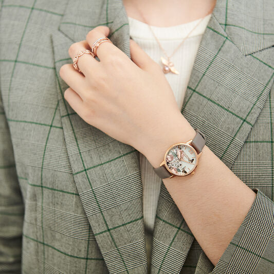 Midi Signature Floral London Grey & Rose Gold Watch