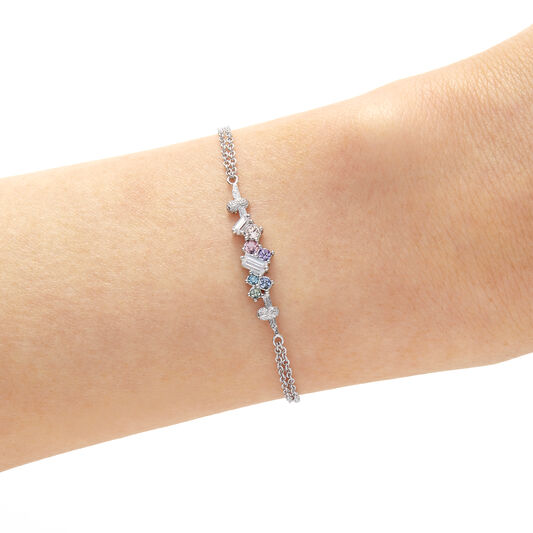 Rainbow Bee Chain Bracelet Silver