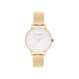  White Dial Gold Mesh Watch 