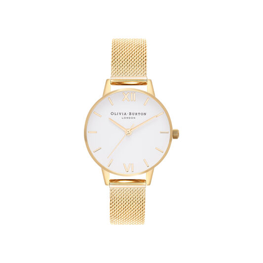 White Dial Gold Mesh Watch