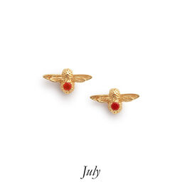 Celebration Bee Studs Gold & Red Agate