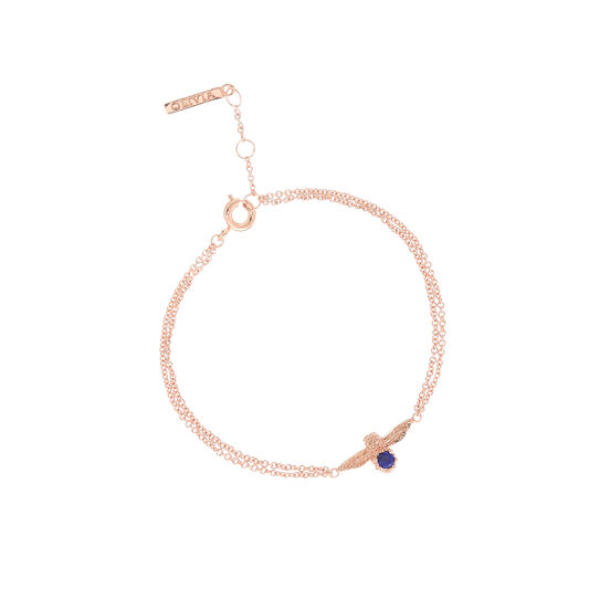3D Bee Bejewelled Chain Bracelet Rose Gold with Lapis Lazuli Gemstone