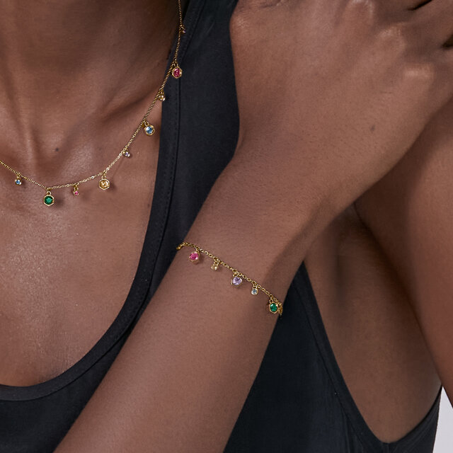 Mini Droplet Rainbow Crystal Gold Plated Bracelet