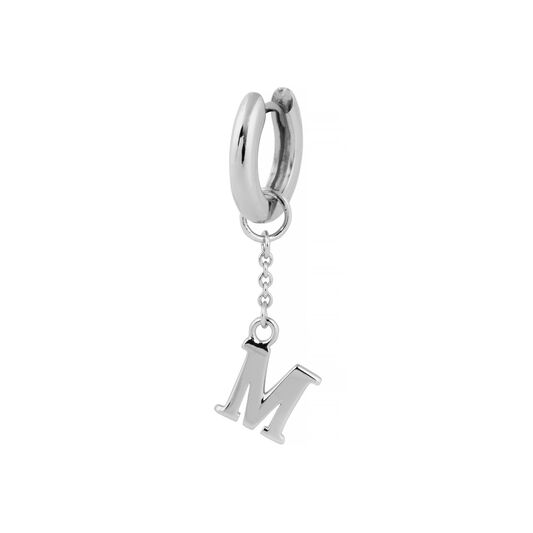M Alphabet Huggie Charm Silver