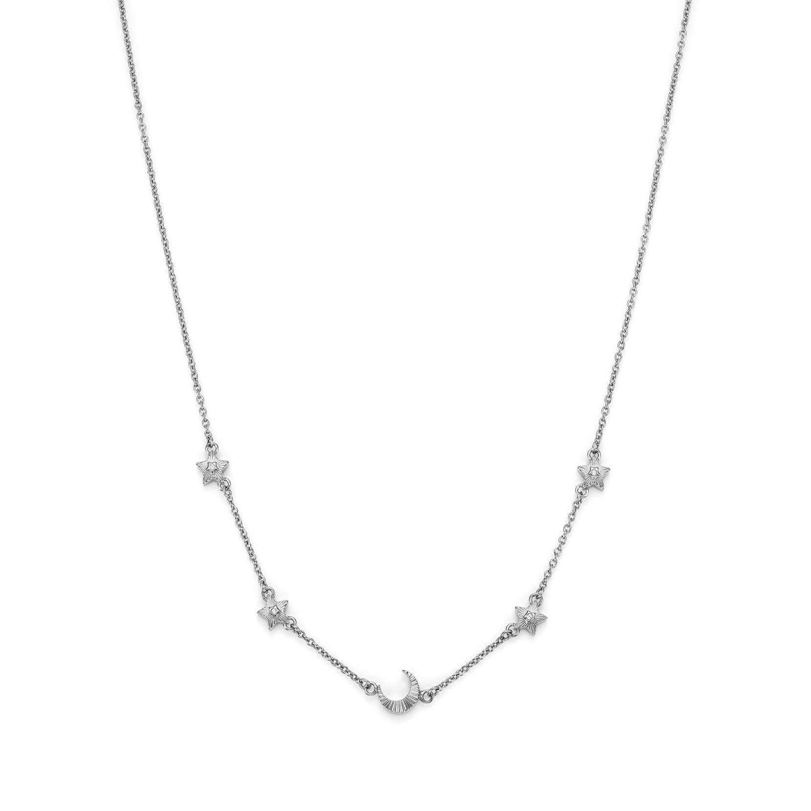 Celestial Mini North Star and Moon Silver Tone Necklace