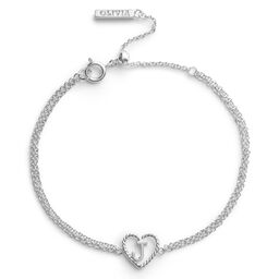 'J' Heart Initial Chain Bracelet Silver