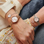 Abstract Florals 30mm White & Rose Gold Mesh Watch | Olivia 