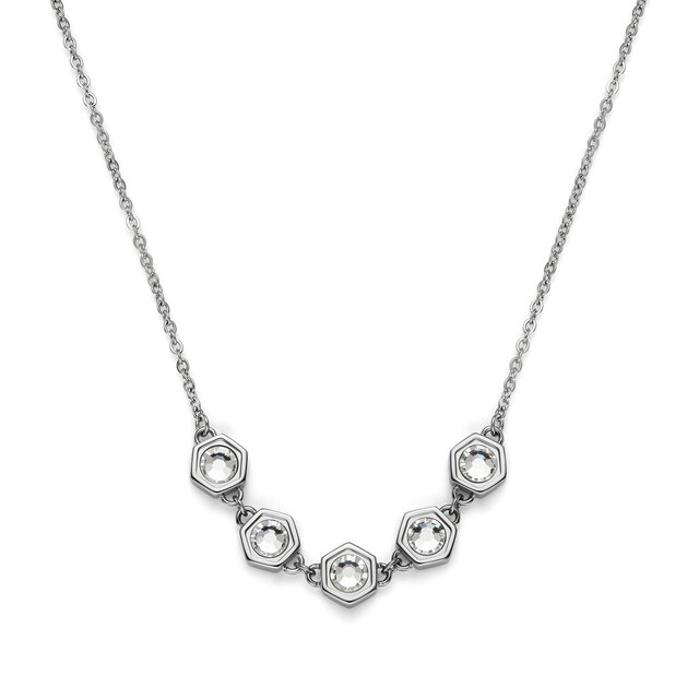 Ever Stacked Crystal Honeycomb Silver Tone Stacking Necklace