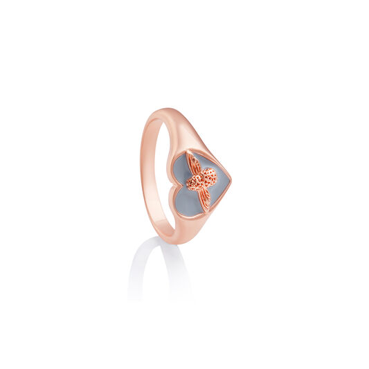 Love Bug Signet Ring Gray & Rose Gold L