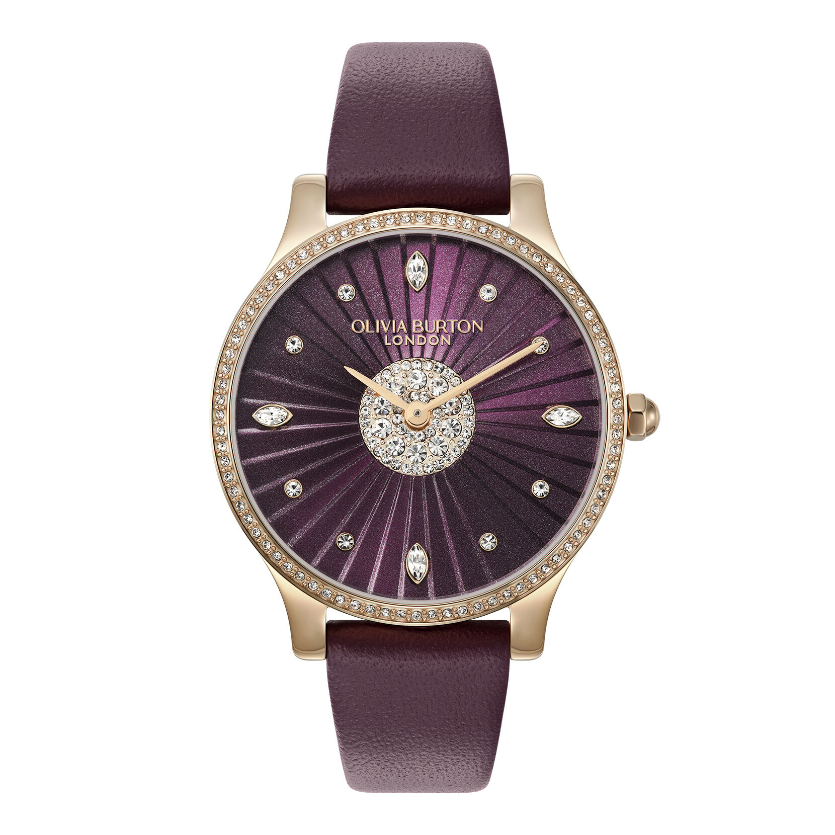 Capsule 34mm Beaulieu Rose Gold & Cherry Lacquer Leather Strap