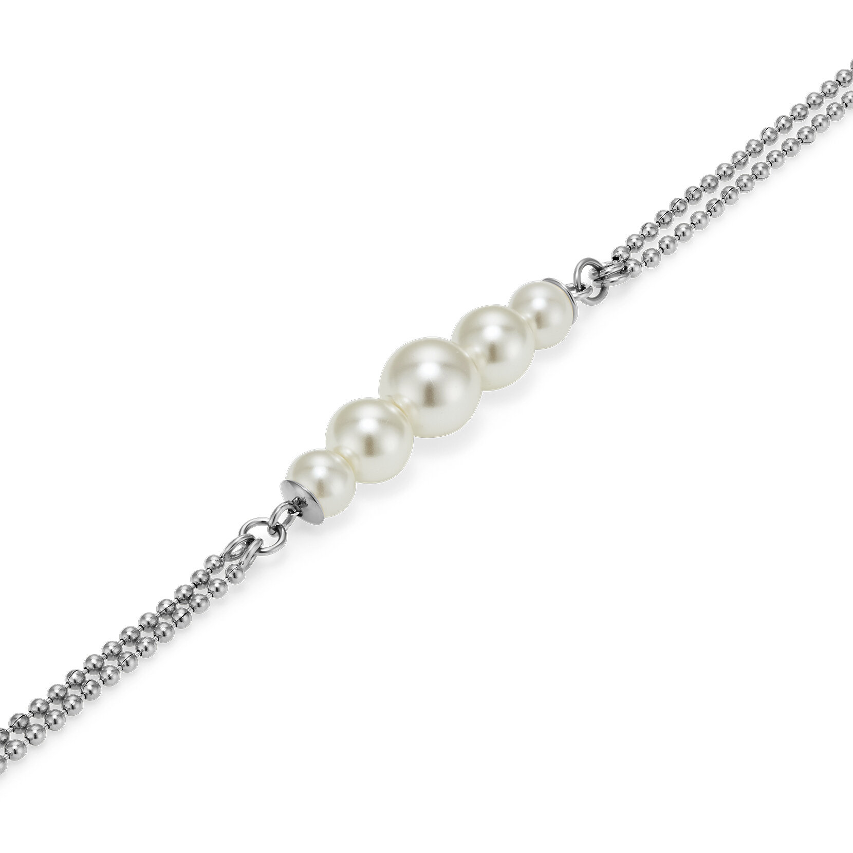 Pearls & Beads Silver Tone Bracelet