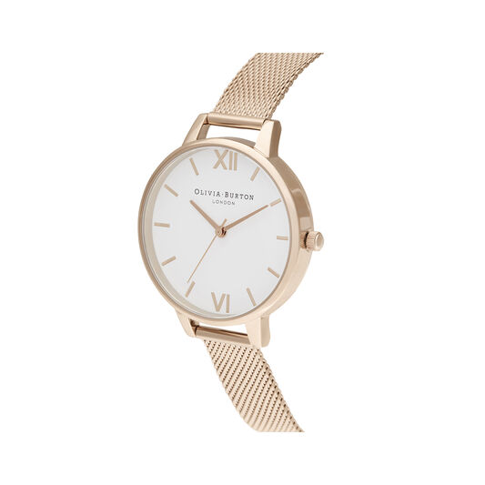 Demi White Dial Pale Rose Gold Mesh