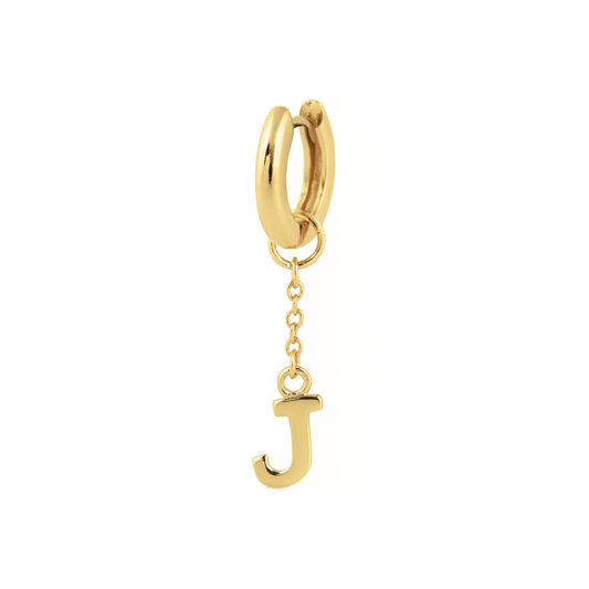 J Alphabet Huggie Charm Gold