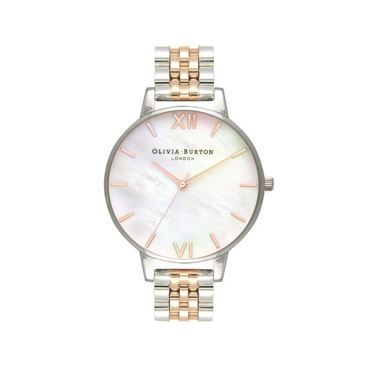 Mother of Pearl White Bracelet, Rose Gold & Silver