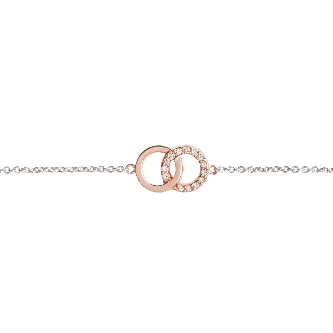 Bejewelled Interlink Chain Bracelet Rose Gold Silver Olivia
