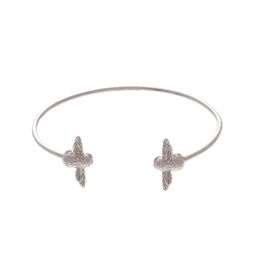 3D Bee Open End Bangle Silver