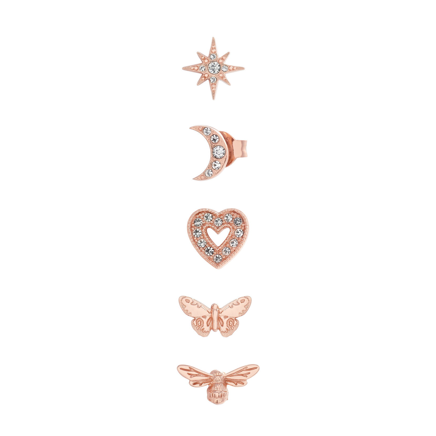 Rose Gold Charm Earring Set