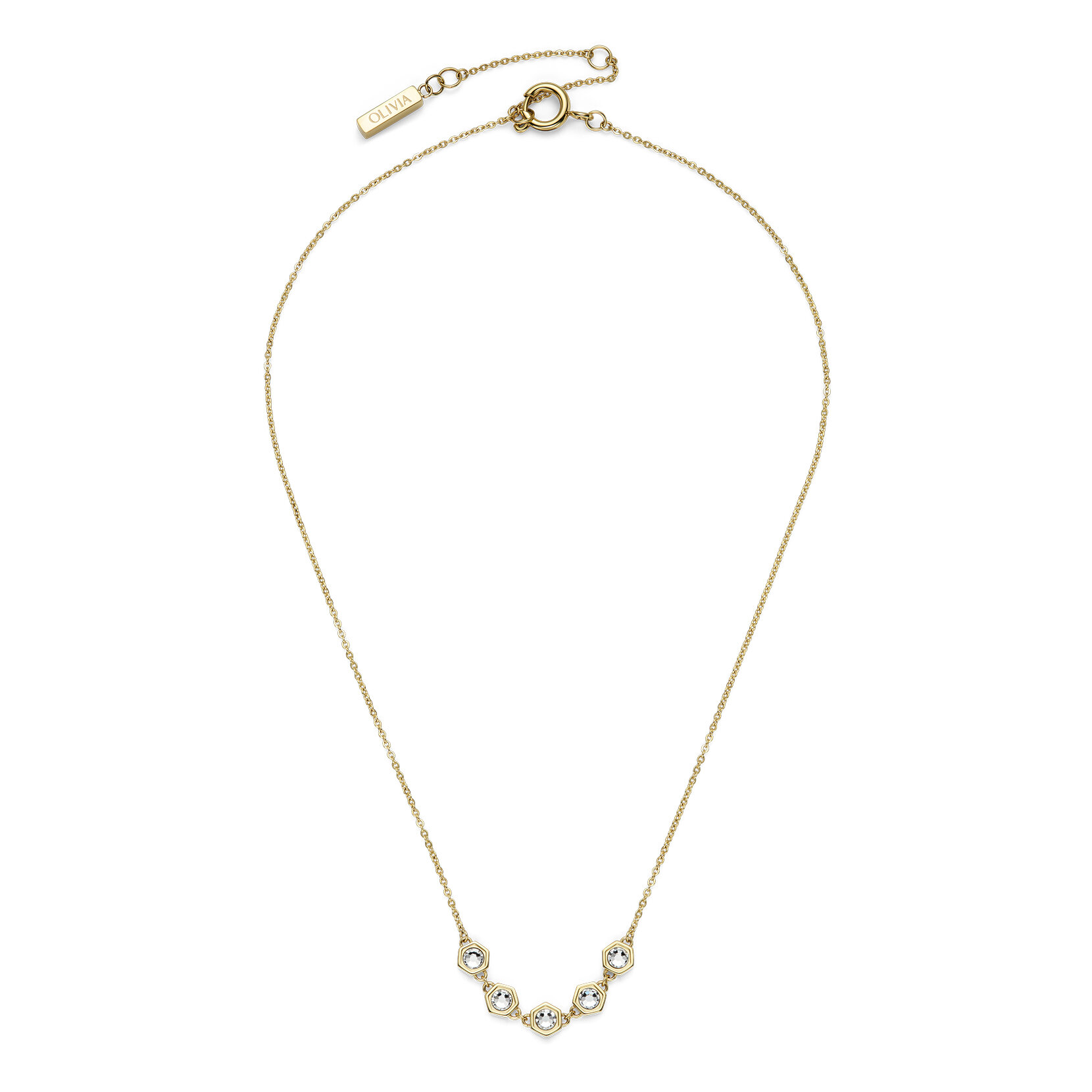 Ever Stacked Crystal Honeycomb Gold Plated Stacking Necklace