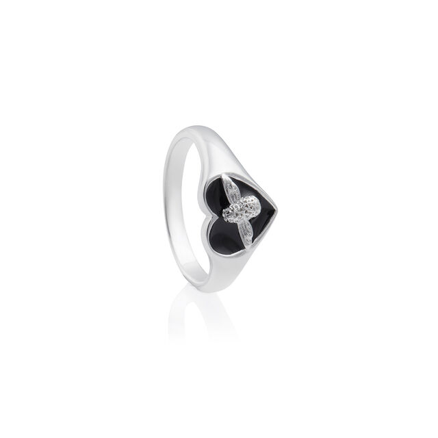 Love Bug Signet Ring Black & Silver M