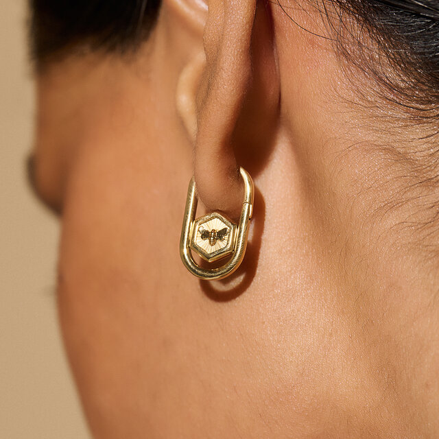 Minima Bee Gold Hoop Earrings
