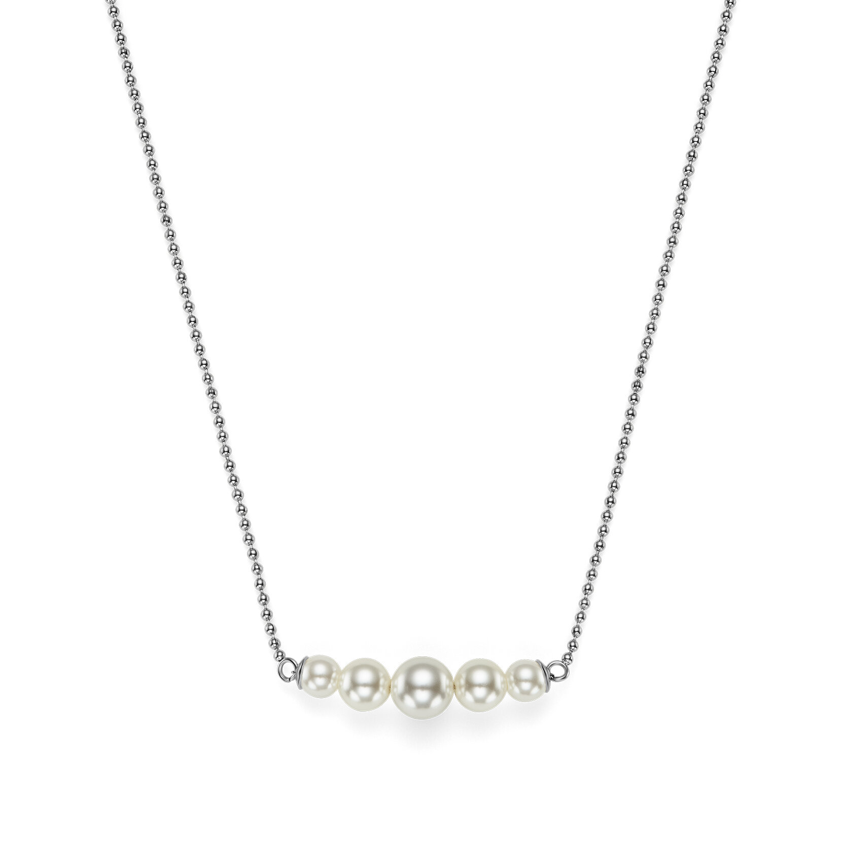 Pearls & Beads Silver Tone Necklace