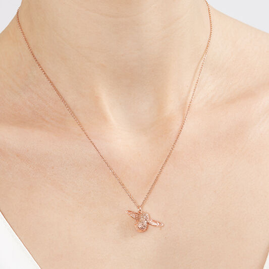3D Bee Pendant Necklace Rose Gold