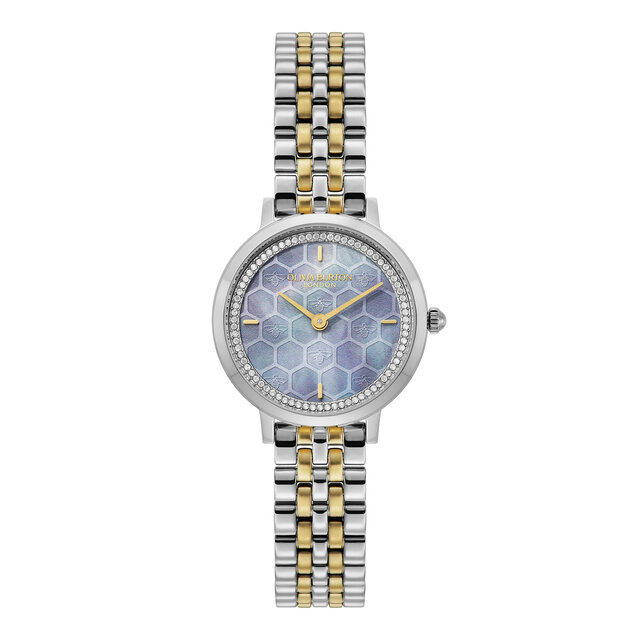 28mm Honeycomb Ultra Slim Chalk Blue & Two Tone Bracelet Watch