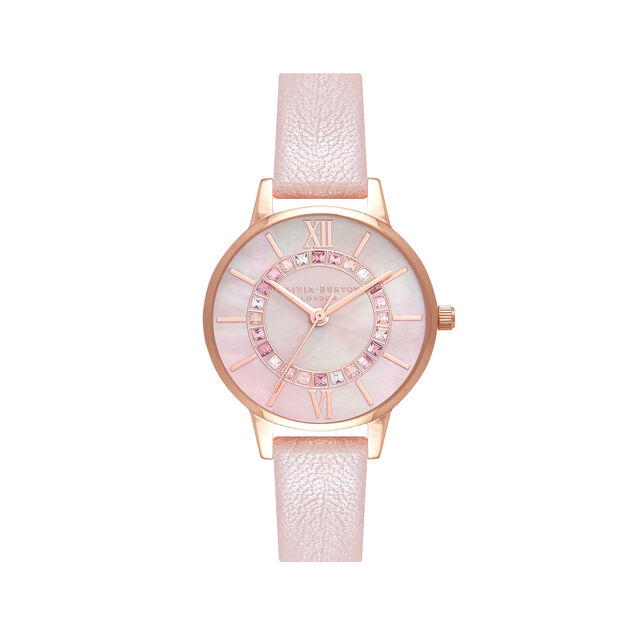 Wonderland Pearl Pink, Rose Gold Watch & Classics Interlink Bracelet Gift Set