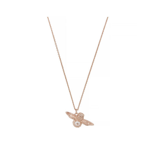 Bejewelled Bee Pendant with Rose Quartz