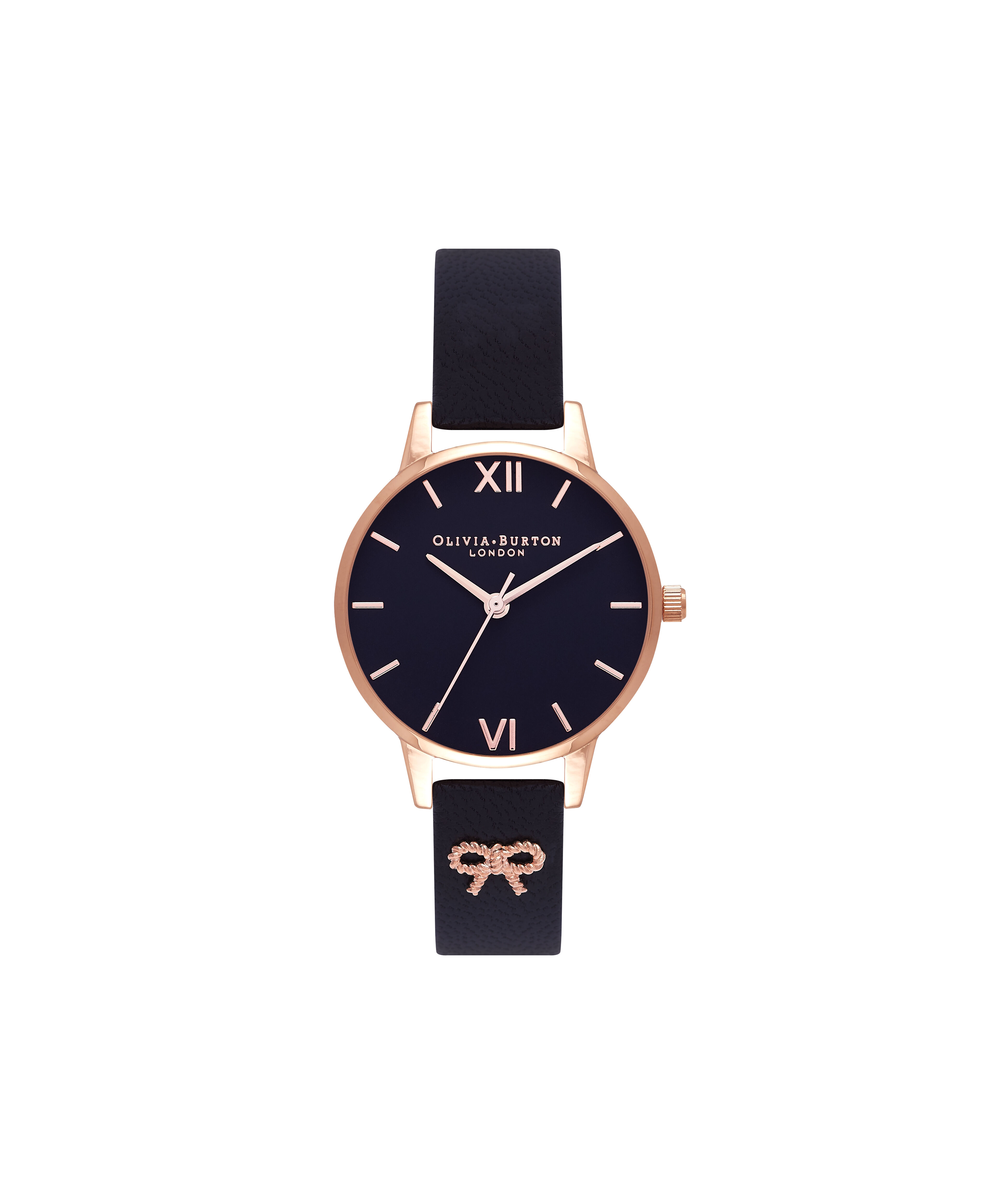 Vintage Bow Black Rose Gold Watch