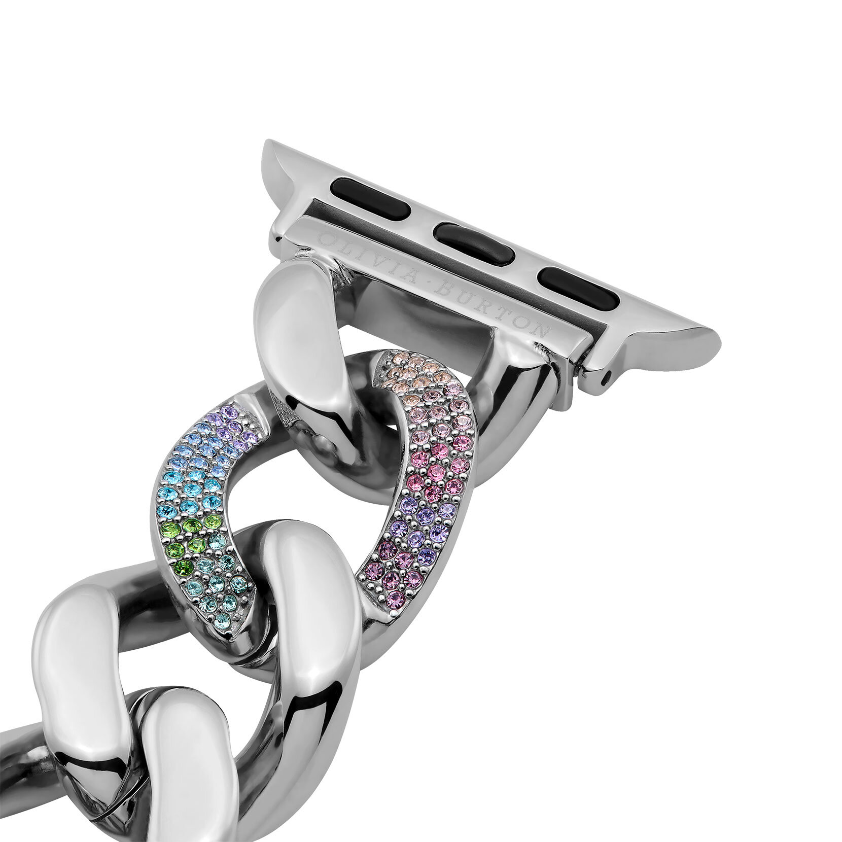 Silver with Rainbow Link Bracelet Strap