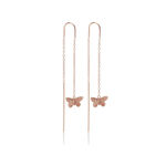 3D Butterfly Threader Earrings Rose Gold