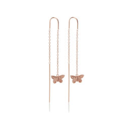 3D Butterfly Threader Earrings Rose Gold