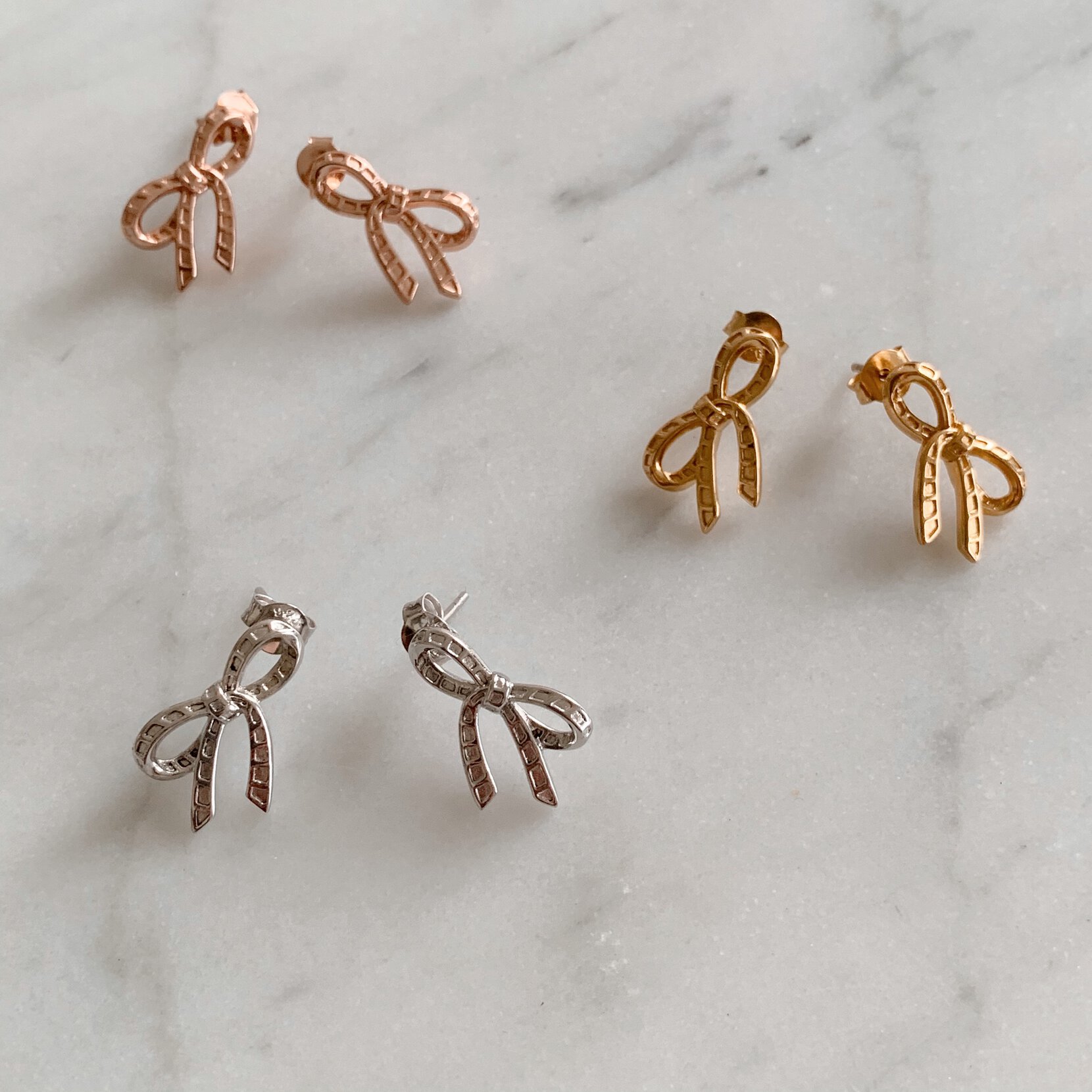 Gold Bow Stud Earrings
