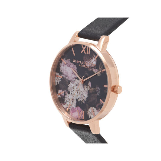 Signature Floral Black & Rose Gold Watch