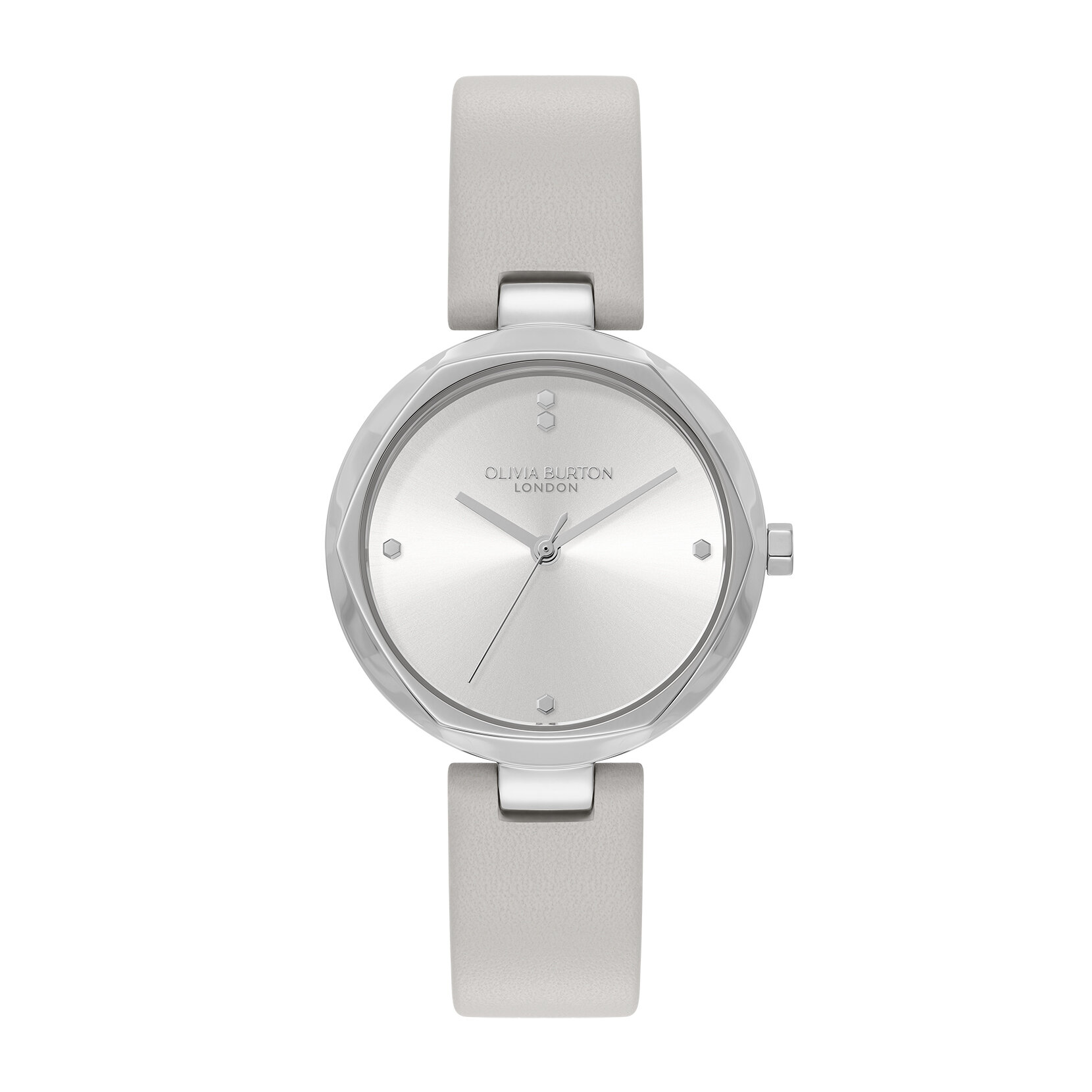 32mm Dimension T-Bar Silver & Earl Grey Leather Strap Watch