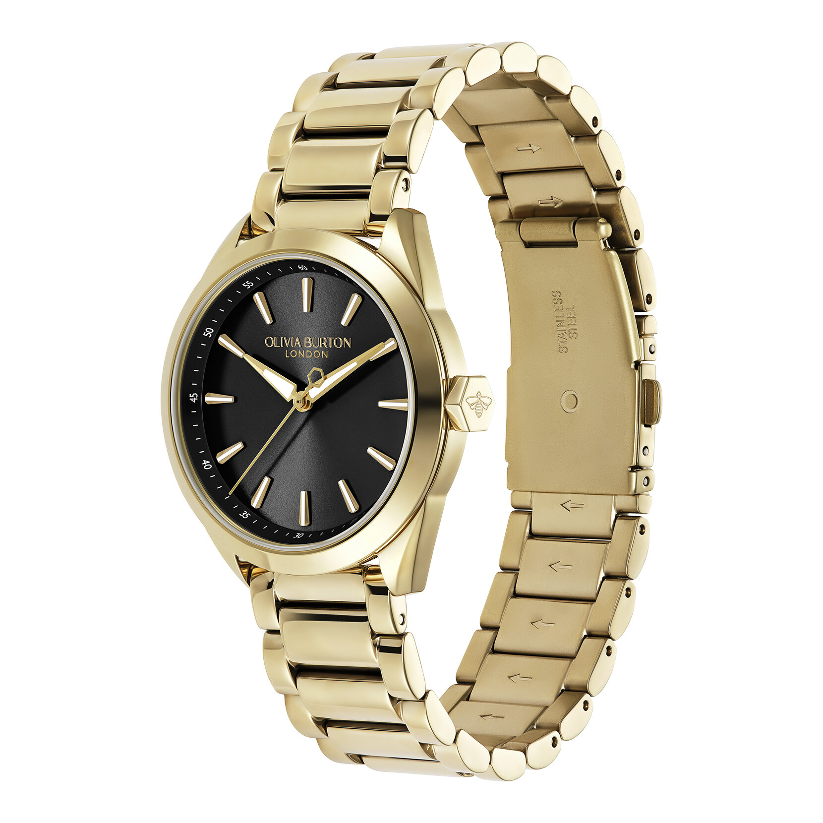 34mm Geo Black & Gold Bracelet Watch