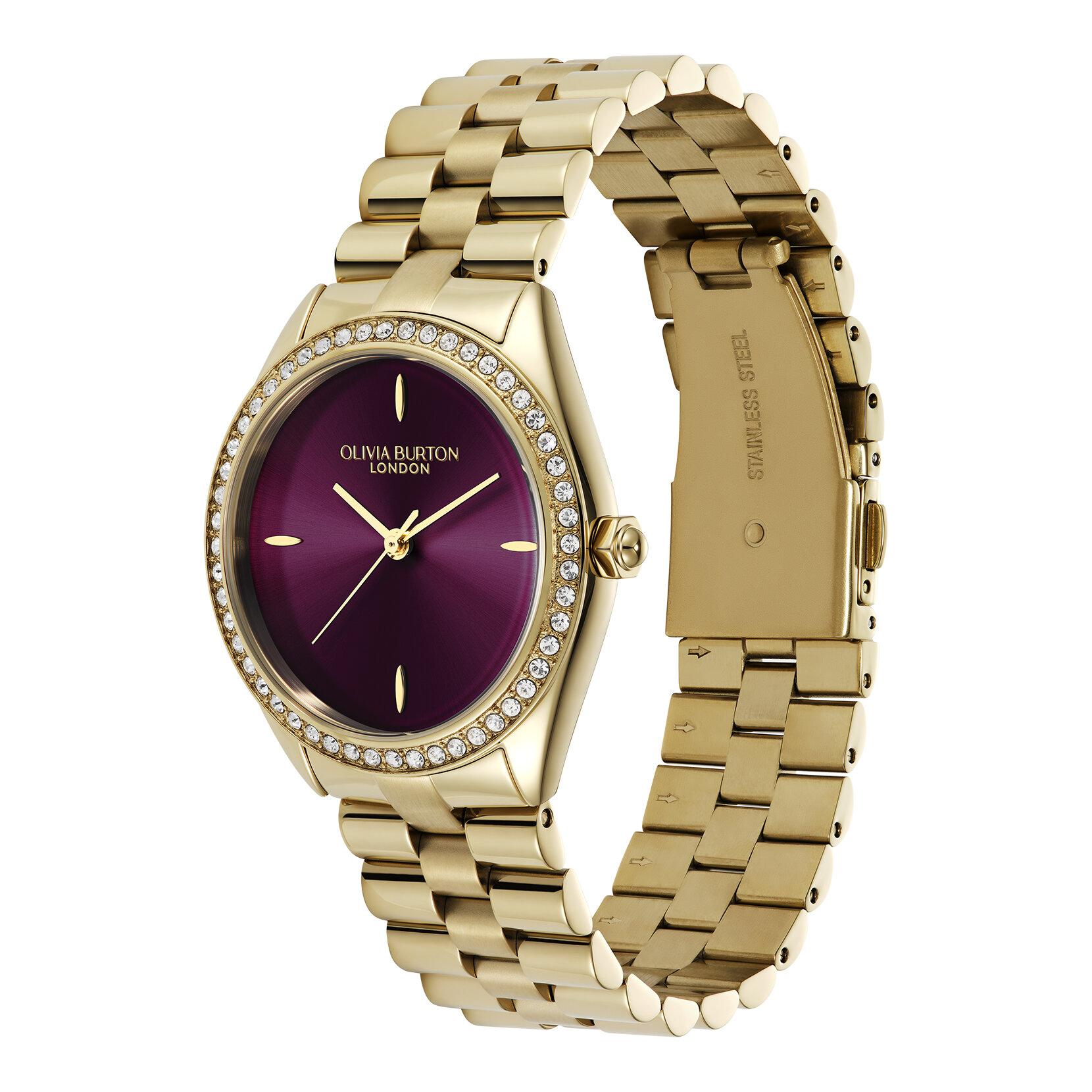 34mm Bejewelled Cherry Lacquer & Gold Bracelet Watch