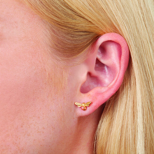 Celebration Stones Celebration Bee Studs Gold & Red Agate (July)