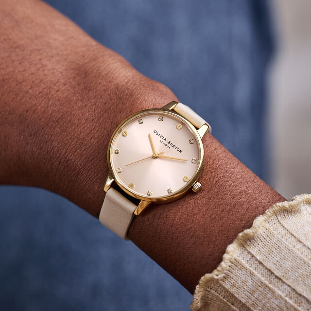 Classic Screw Detail Demi Dial Gold & Nude Eco Vegan Watch