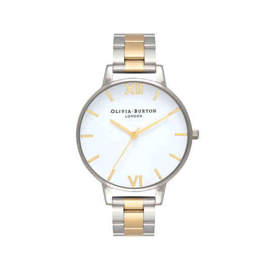 Big Dial White Dial Silver & Gold Bracelet Watch