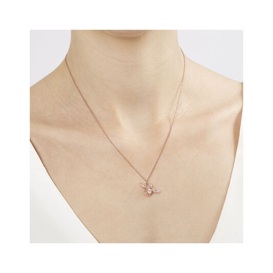 Bejewelled Bee Pendant with Rose Quartz