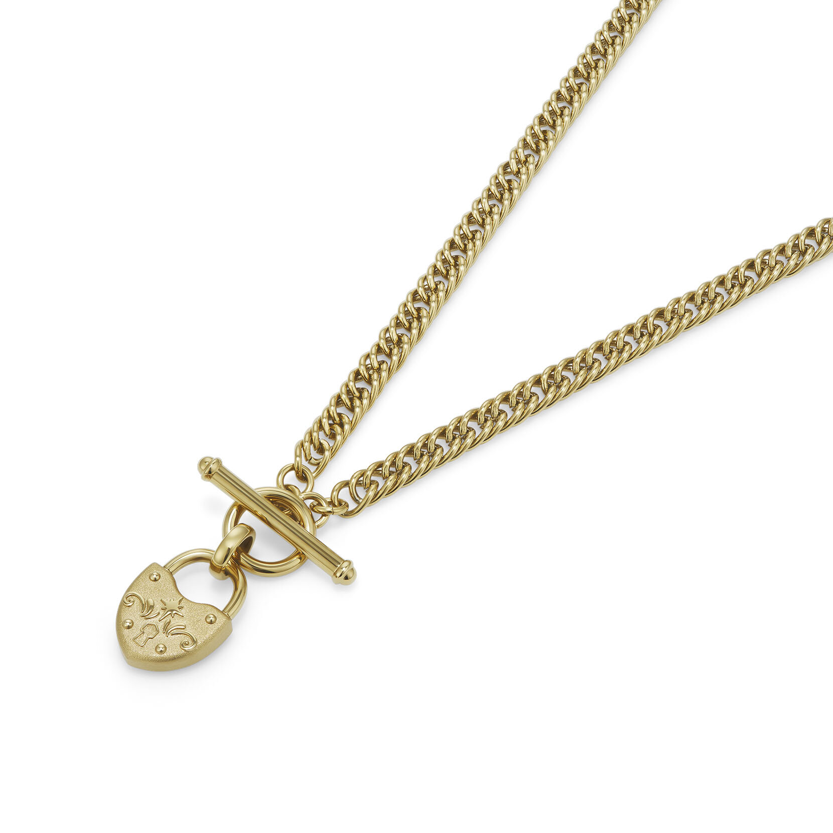 Lock Heart Gold Plated Toggle Necklace