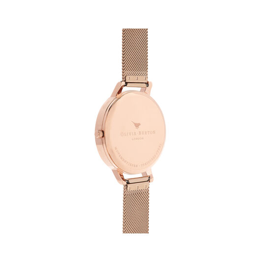 Big Dial Rose Gold Mesh Watch