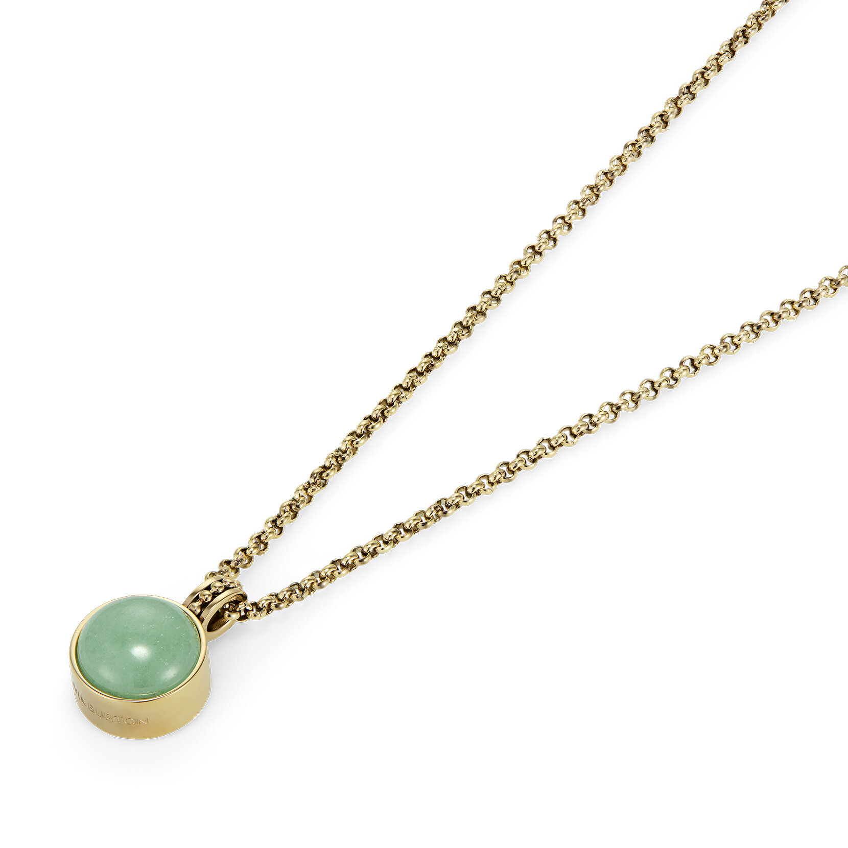 Aventurine Cabochon Gold Plated Gemstone Necklace