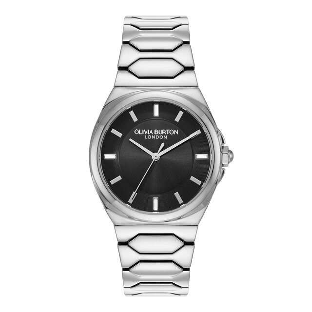 34mm Lustre Onyx & Silver Bracelet Watch